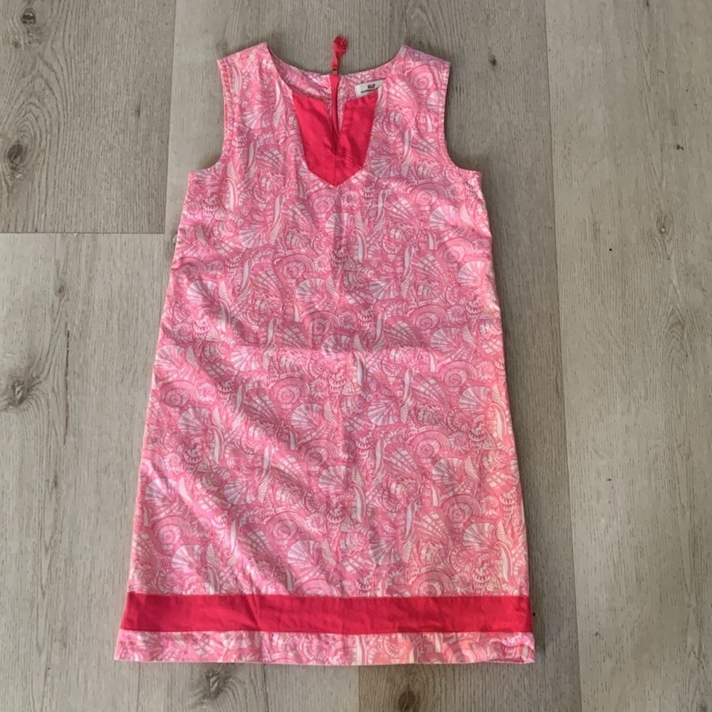 Vineyard Vines Girls Pink Seashell Print Sleeveless Shift Dress Size‎ 8
